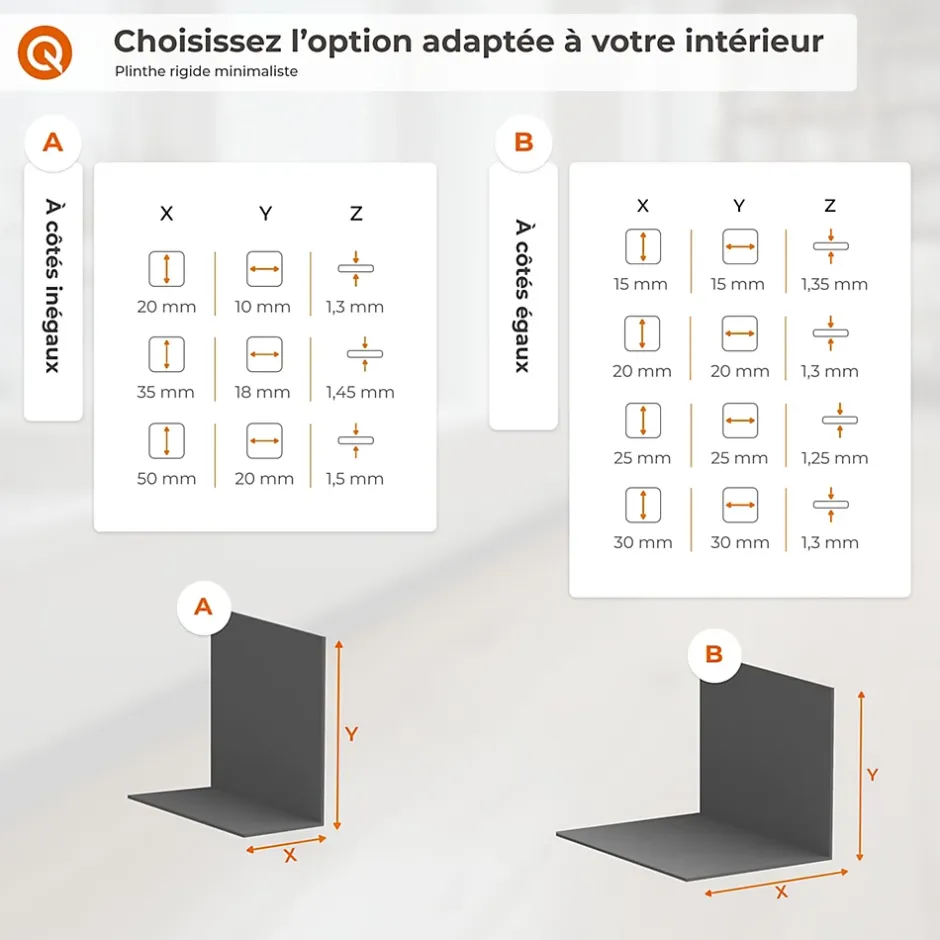 Quest Plinthe PVC rigide 50x20 mm, Plinthe murale autocollante, decorative, 200 cm, marron