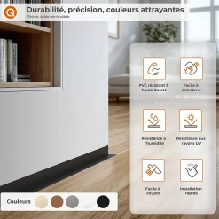 Quest Plinthe PVC rigide 25x25 mm, Plinthe murale décorative, 200 cm, blanc