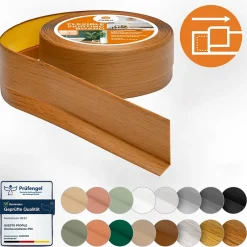 Plinthe Souple Auto-Adhésive en PVC 50x20mm, 10m, Bande Flexible, Facile à Installer, sur Toutes les Surfaces, chêne rustique-Quest Online