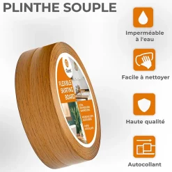 Plinthe Souple Auto-Adhésive en PVC 50x20mm, 10m, Bande Flexible, Facile à Installer, sur Toutes les Surfaces, chêne rustique-Quest Online