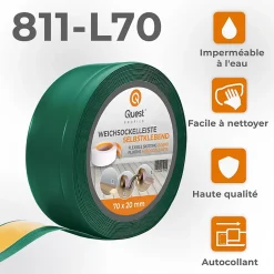 Quest Plinthe Souple Auto-Adhésive en PVC 70x20mm, 1m, Bande Flexible, Facile à Installer, Adaptée à Toutes Surfaces, vert