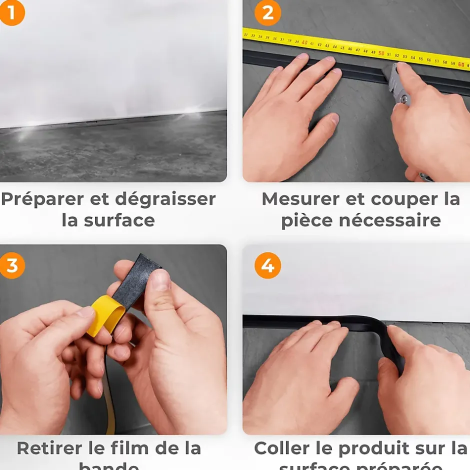 Plinthe Souple Auto-Adhésive en PVC 50x20mm, 25m, Bande Flexible, Facile à Installer, sur Toutes les Surfaces, brun clair-Quest Online