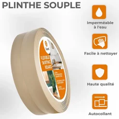 Plinthe Souple Auto-Adhésive en PVC 50x20mm, 5m, Bande Flexible, Facile à Installer, sur Toutes les Surfaces, beige-Quest Clearance