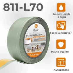 Plinthe Souple Auto-Adhésive en PVC 70x20mm, 1m, Bande Flexible, Facile à Installer, Adaptée à Toutes Surfaces, vert clair-Quest Clearance