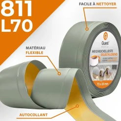 Plinthe Souple Auto-Adhésive en PVC 70x20mm, 1m, Bande Flexible, Facile à Installer, Adaptée à Toutes Surfaces, vert clair-Quest Clearance