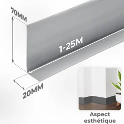 Plinthe Souple Auto-Adhésive en PVC 70x20mm, 1m, Bande Flexible, Facile à Installer, Adaptée à Toutes Surfaces, blanc-Quest Sale