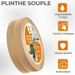 Plinthe Souple Auto-Adhésive en PVC 50x20mm, 25m, Bande Flexible, Facile à Installer, sur Toutes les Surfaces, sablonneux-Quest Hot