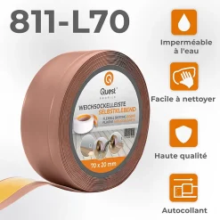 Quest Plinthe Souple Auto-Adhésive en PVC 70x20mm, 1m, Bande Flexible, Facile à Installer, Adaptée à Toutes Surfaces, brun clair