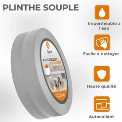 Plinthe Souple Auto-Adhésive en PVC 32x23mm, 5m, Bande Flexible, Facile à Installer, sur Toutes les Surfaces, gris-Quest Discount