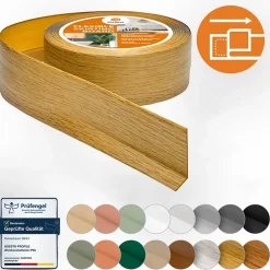 Quest Plinthe Souple Auto-Adhésive en PVC 50x20mm, 5m, Bande Flexible, Facile à Installer, sur Toutes les Surfaces, chêne