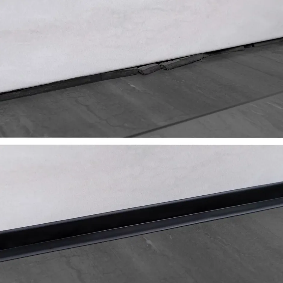 Plinthe Souple Auto-Adhésive en PVC 25x15mm, 5m, Bande Élastique pour Finitions et Étanchéité des Jonctions, noir-Quest