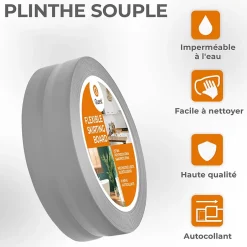 Plinthe Souple Auto-Adhésive en PVC 50x20mm, 5m, Bande Flexible, Facile à Installer, sur Toutes les Surfaces, gris-Quest Outlet