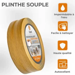 Plinthe Souple Auto-Adhésive en PVC 32x23mm, 5m, Bande Flexible, Facile à Installer, sur Toutes les Surfaces, chêne-Quest New