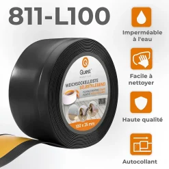 Quest Plinthe Souple Auto-Adhésive en PVC 100x25mm, 10m, Bande Flexible, Facile à Installer, Adaptée à Toutes Surfac, noir