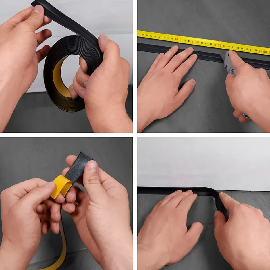 Plinthe Souple Auto-Adhésive en PVC 25x25mm, 15m, Bande Élastique pour Finitions et Étanchéité des Jonctions, blanc-Quest Hot