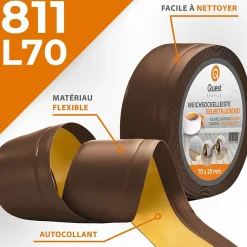 Plinthe Souple Auto-Adhésive en PVC 70x20mm, 20m, Bande Flexible, Facile à Installer, Adaptée à Toutes Surface, bronze-Quest Sale