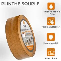 Plinthe Souple Auto-Adhésive en PVC 32x23mm, 25m, Bande Flexible, Facile à Installer, sur Toutes les Surfaces, chêne rustique-Quest Clearance