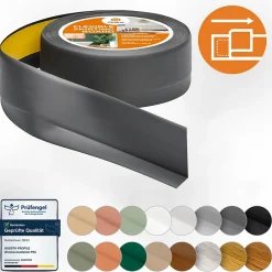 Quest Plinthe Souple Auto-Adhésive en PVC 50x20mm, 10m, Bande Flexible, Facile à Installer, sur Toutes les Surfaces, graphite