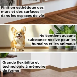 Quest Plinthe Souple Auto-Adhésive en PVC 50x20mm, 10m, Bande Flexible, Facile à Installer, sur Toutes les Surfaces, graphite