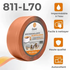 Quest Plinthe Souple Auto-Adhésive en PVC 70x20mm, 10m, Bande Flexible, Facile à Installer, Adaptée à Toutes Surface, brique