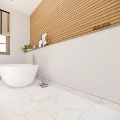 GoodHome Plinthes en carrelage effet marbre blanc mat L.60 x l.7,5 cm x ép.8,5 mm, Aruma