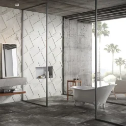 Gioia Materia Plinthes pour Carrelage grès cérame effet métal Alchemy 7.0 - Blanc - Plinthe 60x7.5 cm boîte de 0.54 ml - Blanc