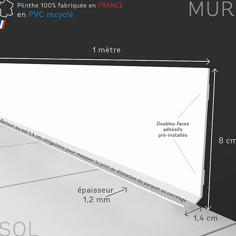Plinthes PVC adhésives décoratives pour sol - Lot de 10 - 100x8 cm (10m) Beige - Effet Bois Chêne Brut-99Deco