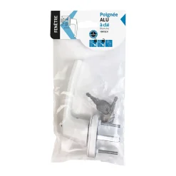 Poignée alu à clé blanc pour fenêtre L.125mm-Acbat Clearance