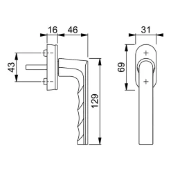 Acbat Poignée alu anodisé aspect inox Hamburg pour fenêtre L.129mm