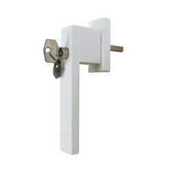 GoodHome Poignée alu carré blanc et 3 clés pour fenêtre pvc