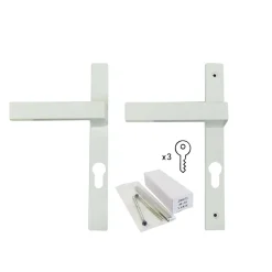 GoodHome Poignée alu carré cylindre blanc pour porte fenêtre pvc blanc