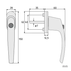 Poignée de fenêtre à bouton argent-Abus Online