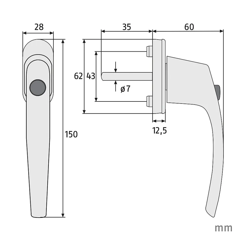Poignée de fenêtre à bouton argent-Abus Online
