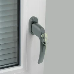 Poignée de fenêtre Minianc avec clé PVC fer aluminium gris l.2,9 x H.15,4 x P.6 cm