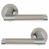 Poignée de porte droit à visser effet chrome satin gris Ø52mm , Jaslo-GoodHome