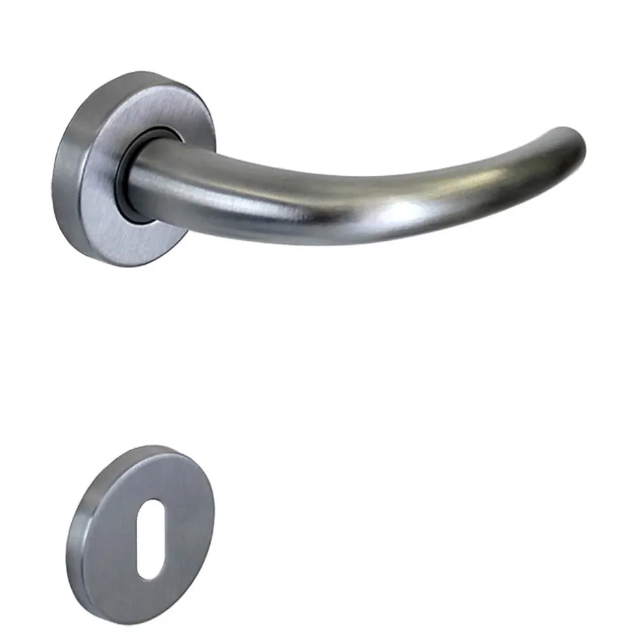 Hardwarexchange Poignée de porte intérieure sur rosace Zamac chrome satiné mat Avec ressort de rappel