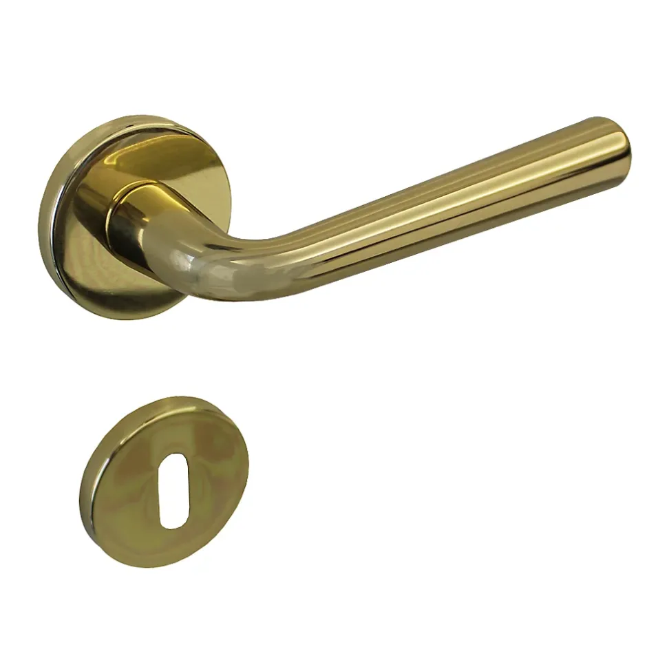 Hardwarexchange Poignée de porte intérieure sur rosaceZamac haute resistance laiton poli Avec ressort de rappel