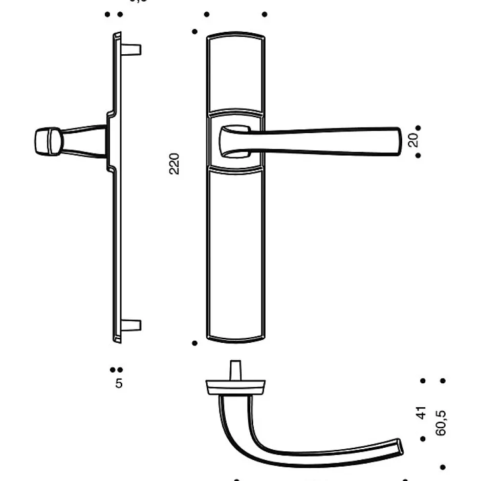 Vachette Poignée de porte intérieure - Muze - - Diamant noir - Clé L - 195 mm