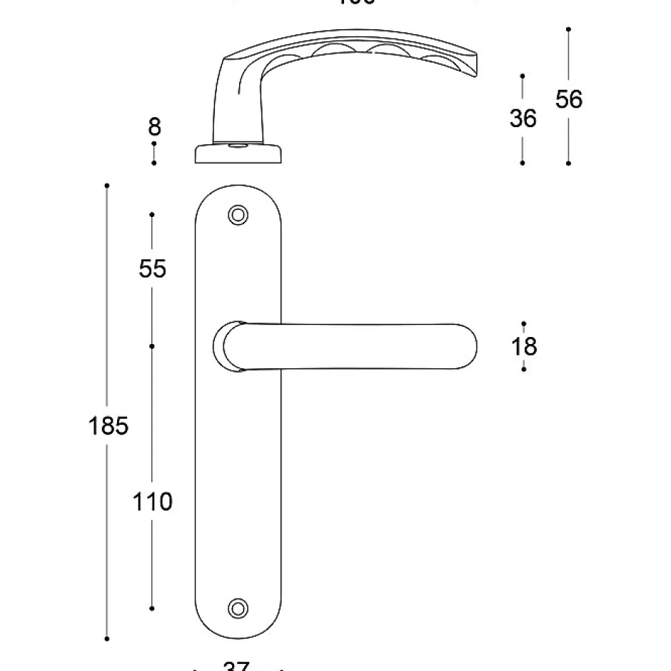 Vachette Poignée de porte intérieure - Budget - - Gris argent - Clé L - 165 mm