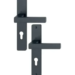 Poignée de porte sur plaque longue - Toulon - - Noir mat - Clè I-Hoppe Clearance