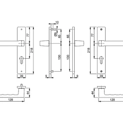 Poignée de porte sur plaque longue - Toulon - - Noir mat - Clè I-Hoppe Clearance