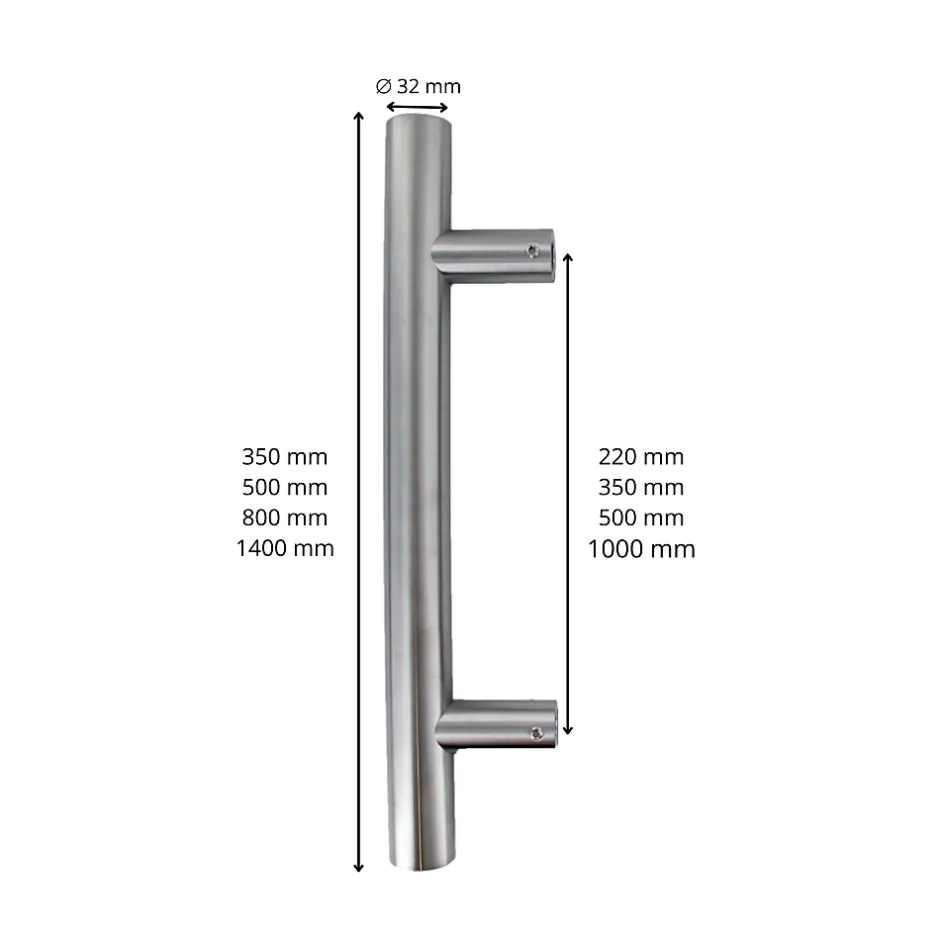 Secury-T Poignée de tirage - Baton de maréchal - Inox 304 - Droit 90 degrés 800mm