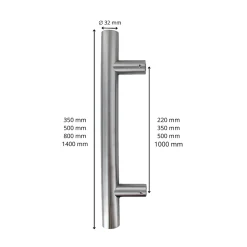 Poignée de tirage - Baton de maréchal - Inox 304 - Droit 90 degrés 350mm-Secury-T Hot