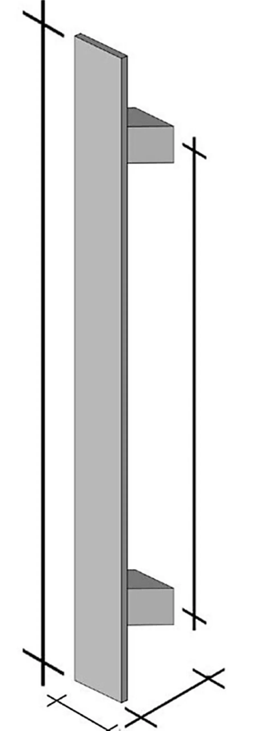 Hardwarexchange Poignée de tirage - inclinée 60 - Rectangle 40x10 mm - Entraxe350 - S55 - A62 - L500 mm - INOX 304 poli