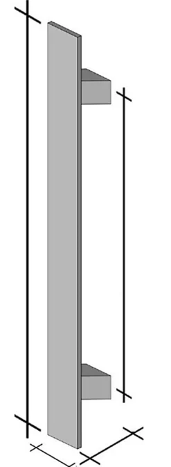 Hardwarexchange Poignée de tirage - inclinée 60 - Rectangle 40x10 mm - Entraxe350 - S55 -A62 - L500 mm - INOX 304 satiné