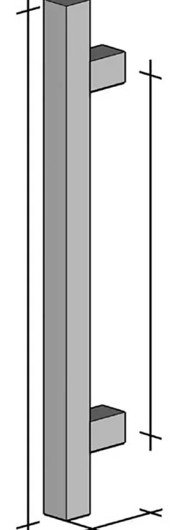Poignée de tirage Carrée 30x30 mm - Entraxe500 - S75 - L650 mm - INOX 304 poli-Hardwarexchange Discount