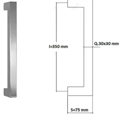 Poignée de tirage Carrée 30x30 mm - Entraxe350 mm - INOX 304 satiné-Hardwarexchange Hot