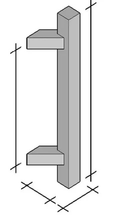 Poignée de tirage carrée 25x25 mm - Entraxe350 - S85 - A70 - L500 mm - incliné 45 - INOX 304 satiné-Hardwarexchange Hot