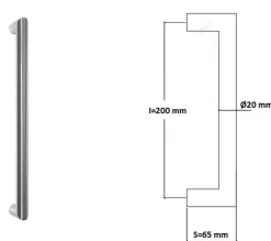 Hardwarexchange Poignée de tirage Diamètre 20 mm - Entraxe200 mm - INOX 304 satiné