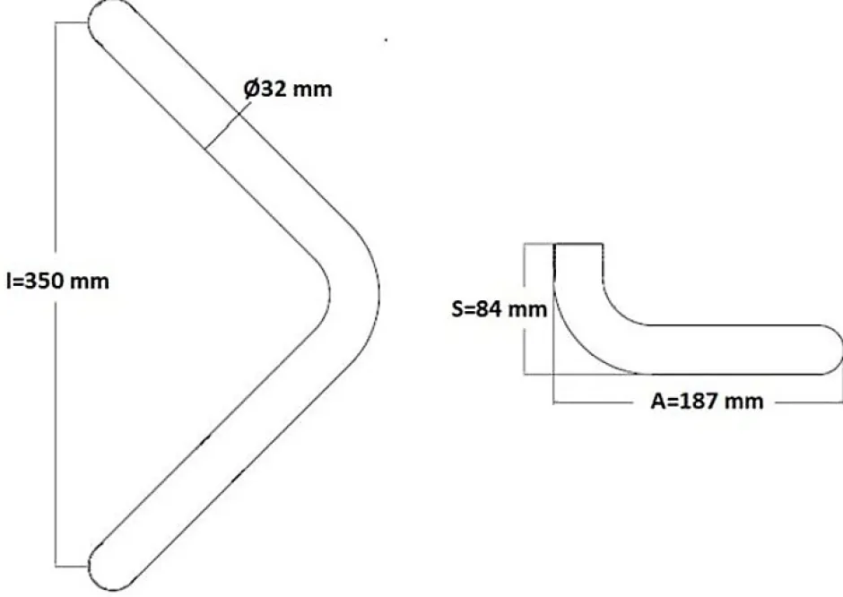 Hardwarexchange Poignée de tirage Diamètre 32 mm - Entraxe350 mm - INOX 304 Laqué RAL 9005 Noir Mat